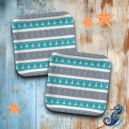 Nautische Patroon Boot Elementen Papieren Bordje