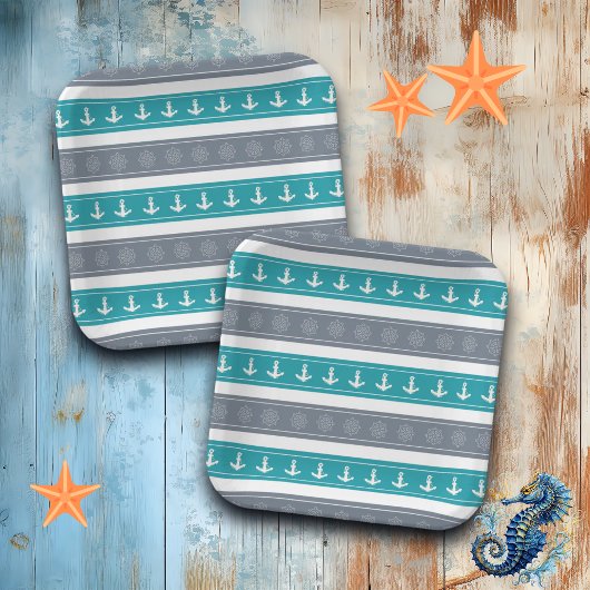 Nautische Patroon Boot Elementen Papieren Bordje