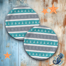 Nautische Patroon Boot Elementen Papieren Bordje