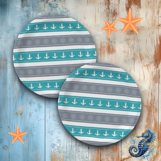 Nautische Patroon Boot Elementen Papieren Bordje