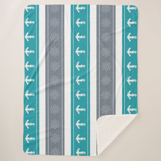 Nautische Patroon Boot Elementen Sherpa Deken (Voorkant)