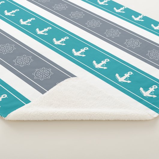 Nautische Patroon Boot Elementen Sherpa Deken (3/4)