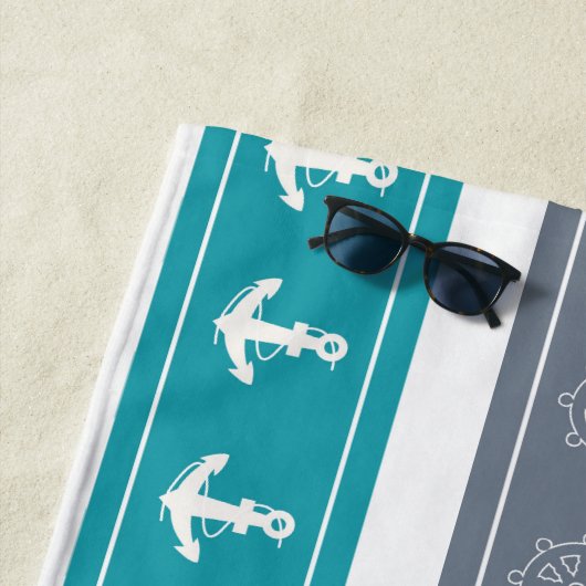 Nautische Patroon Boot Elementen Strandlaken (In situ)