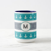 Nautische Patroon Boot Elementen Tweekleurige Koffiemok (Center)
