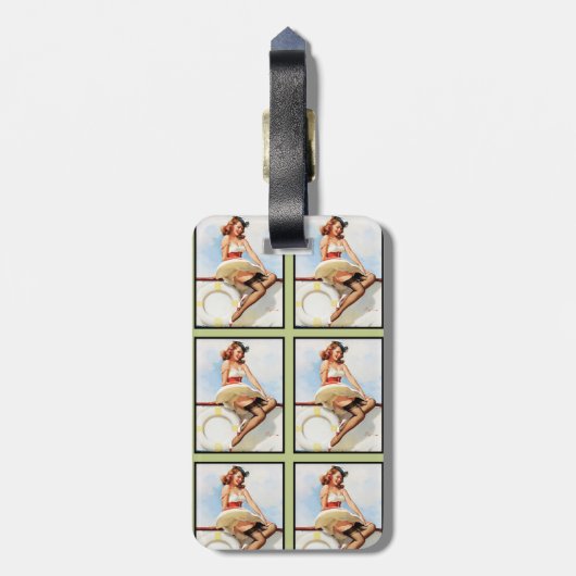  nautische pin-up met gegaufreerd monogram bagagelabel (Achterkant verticaal)