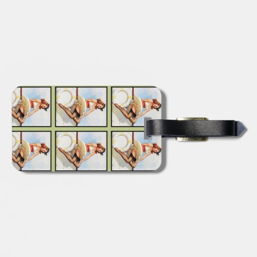  nautische pin-up met gegaufreerd monogram bagagelabel (Achterkant horizontaal)