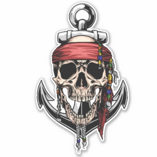 Nautische piraatschedel sticker (Voorkant)