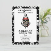 Nautische Pirate verrassingsfeestuitnodigingen Kaart (Staand voorkant)