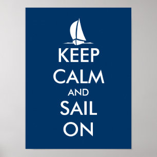 Nautische poster met schip Blijf kalm en vaar do
