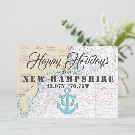 Nautische Prettige Feestdagen uit New Hampshire Feestdagenkaart (Staand voorkant)