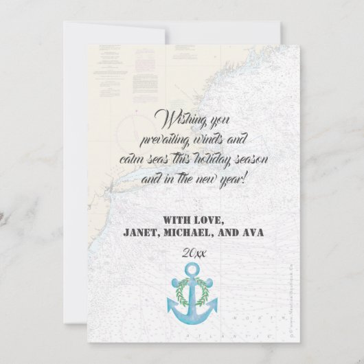 Nautische Prettige Feestdagen uit New Hampshire Feestdagenkaart (Achterkant)