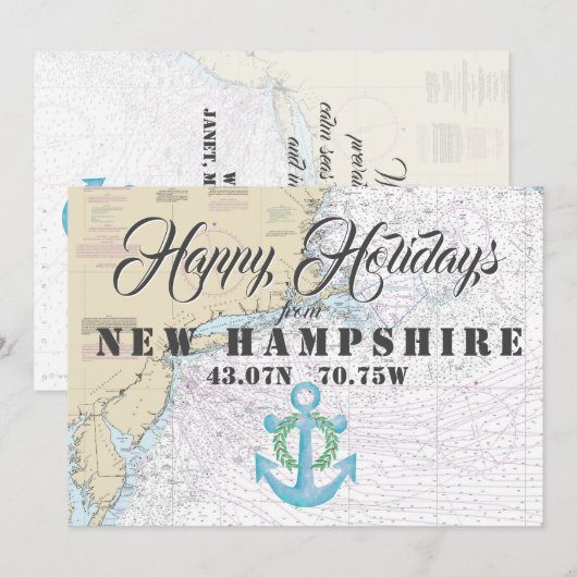 Nautische Prettige Feestdagen uit New Hampshire Feestdagenkaart (Voorkant / Achterkant)