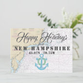 Nautische Prettige Feestdagen vanuit New Hampshire Feestdagenkaart (Staand voorkant)
