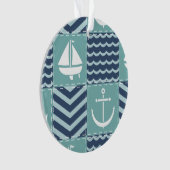 Nautische Quilt Acryl Ornament (voorkant)