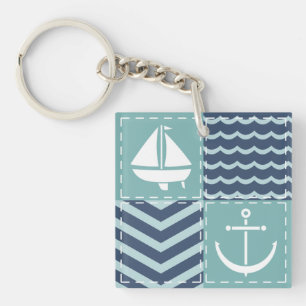 Nautische Quilt Acryl Sleutelhanger