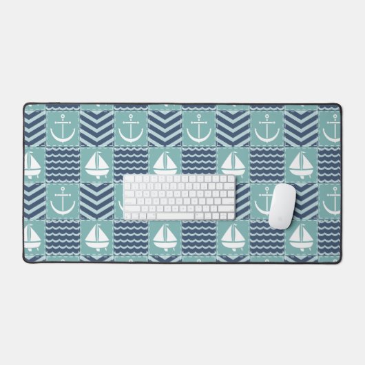 Nautische quilt bureaumat (Keyboard & Muis)