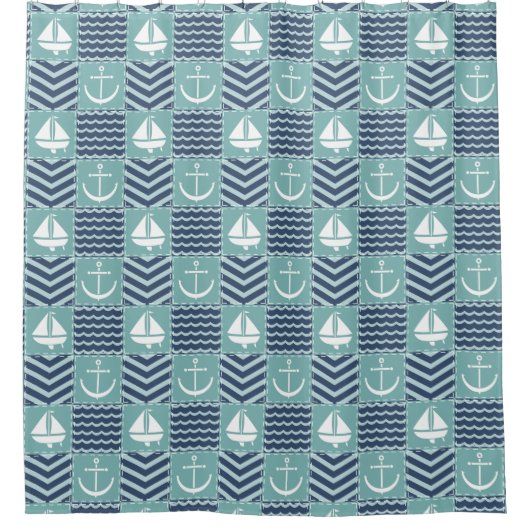 Nautische quilt douche gordijn (Voorkant)