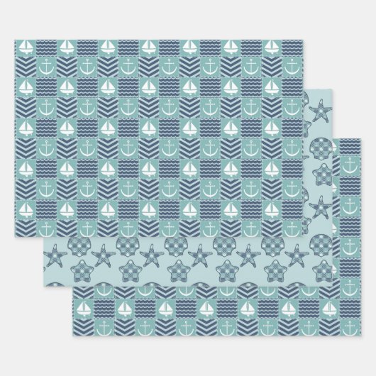 Nautische Quilt Inpakpapier Set Vel (Set)