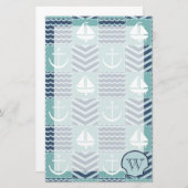 Nautische Quilt Stationery Briefpapier (Voorkant / Achterkant)