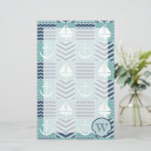 Nautische Quilt Stationery Briefpapier (Staand voorkant)