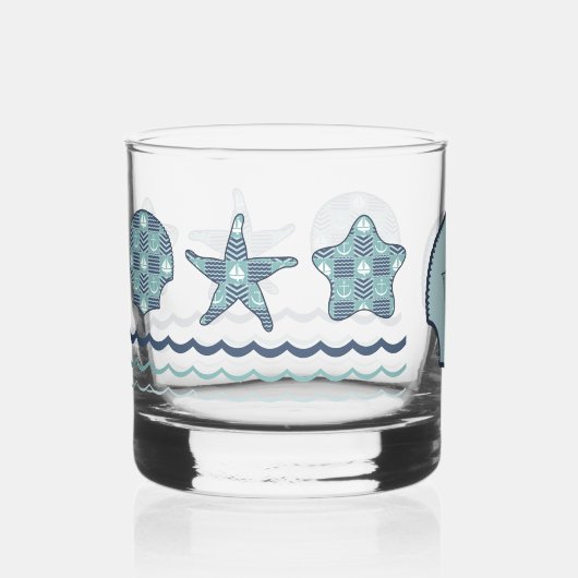 Nautische quilt whisky glas (Voorkant)