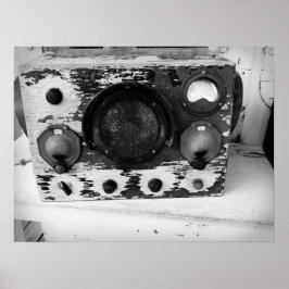  nautische radio zwart-wit poster