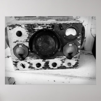  nautische radio zwart-wit poster