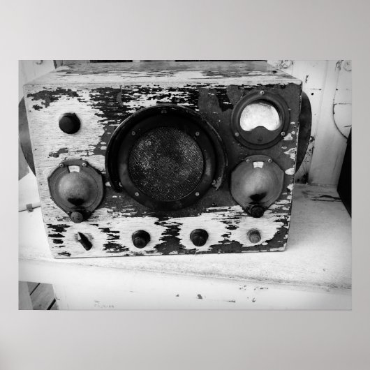 nautische radio zwart-wit poster (Voorkant)