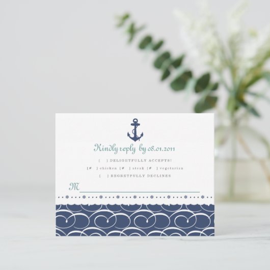Nautische reactiekaart RSVP kaartje (Staand voorkant)