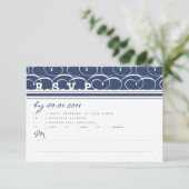 Nautische reactiekaart voor swirls RSVP kaartje (Staand voorkant)