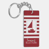 Nautische Red Stripe zeilboot Sleutelhanger (Voorkant Links)