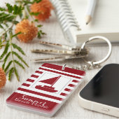Nautische Red Stripe zeilboot Sleutelhanger (Voorkant Rechts)