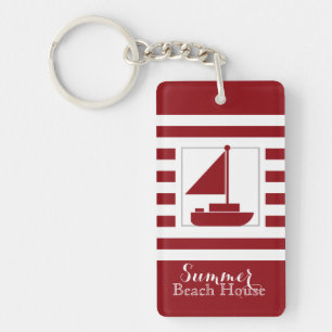 Nautische Red Stripe zeilboot Sleutelhanger