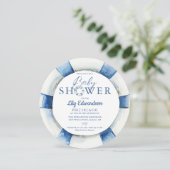 nautische reddingsboei-monogram Baby shower Kaart (Staand voorkant)