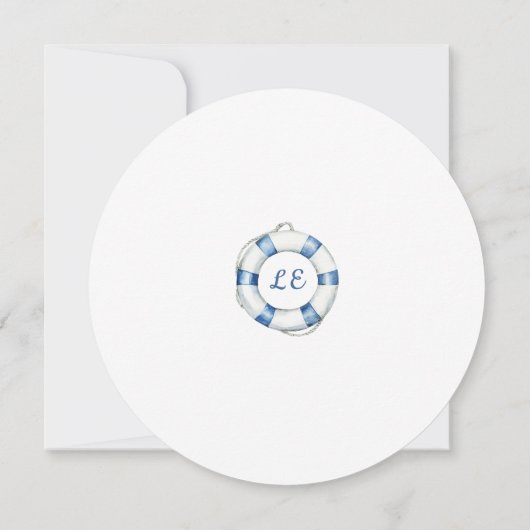 nautische reddingsboei-monogram Baby shower Kaart (Achterkant)