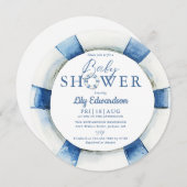 nautische reddingsboei-monogram Baby shower Kaart (Voorkant / Achterkant)