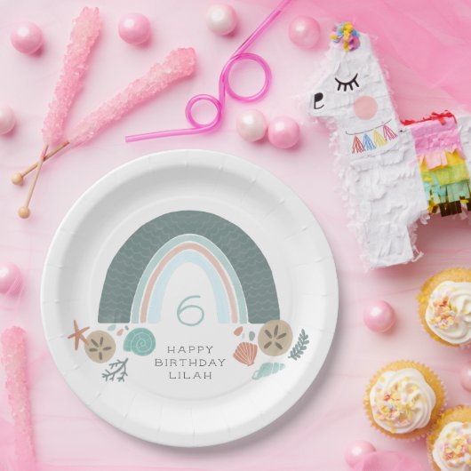 Nautische regenboog onder het Zee verjaardagsfeest Papieren Bordje (Feest)