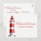 Nautische repetitie diner Lighthouse Beach bruilof Uitnodiging Briefkaart (Voorkant / Achterkant)