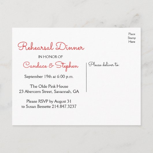 Nautische repetitie diner Lighthouse Beach bruilof Uitnodiging Briefkaart (Achterkant)