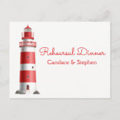 Nautische repetitie diner Lighthouse Beach bruilof Uitnodiging Briefkaart (Voorkant)