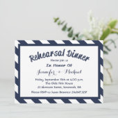 Nautische repetitie diner Marine Blauw & Wit Strip Kaart (Staand voorkant)