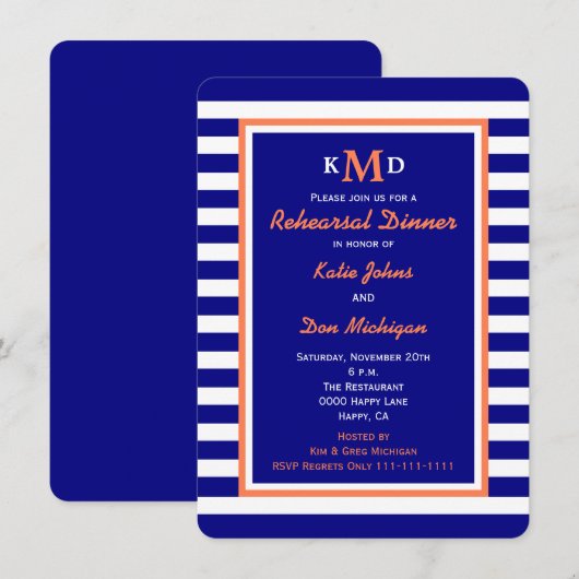 Nautische repetitie diner uitnodiging (Voorkant / Achterkant)