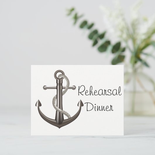 Nautische repetitie Dinner Ship Anchor Wedding Briefkaart (Staand voorkant)