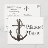 Nautische repetitie Dinner Ship Anchor Wedding Briefkaart (Voorkant / Achterkant)