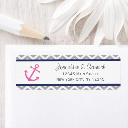 Nautische retouradres labels Chevron (Insitu)
