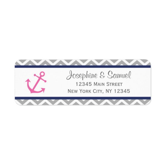 Nautische retouradres labels Chevron (Voorkant)