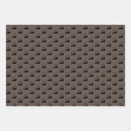 Nautische Retro Bruin en zwart Schip Zeilboot Inpakpapier Vel (Voorkant 3)