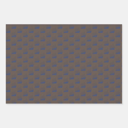 Nautische Retro Bruin Marine Blauw Schip Zeilboot Inpakpapier Vel (Voorkant 3)