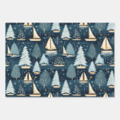 Nautische Retro Kerstmispatroon Inpakpapier Vel (Voorkant 3)