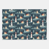 Nautische Retro Kerstmispatroon Inpakpapier Vel (Voorkant)